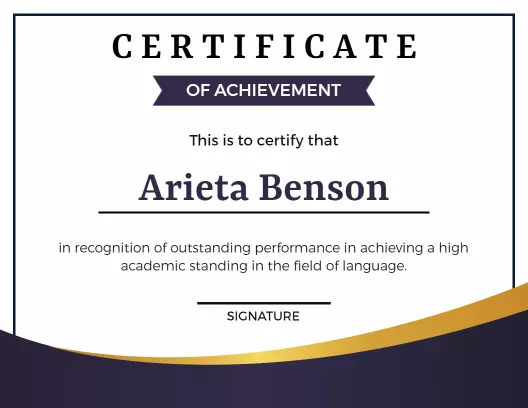 Bold Elegant Purple Academic Achievement Certificate Template