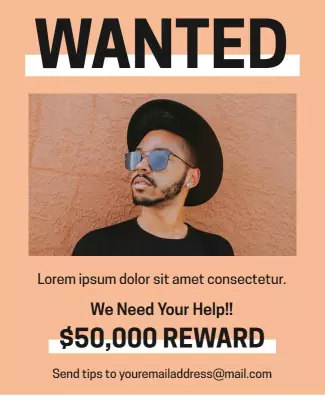 Bold Eye-Catching Orange Wanted Poster Template