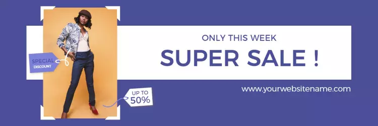 Bold Fashion Focus with Purple Background Sales Banner Template