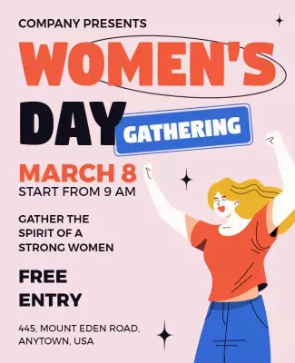 Bold Feminine Women's Day Gathering Celebration Poster Template