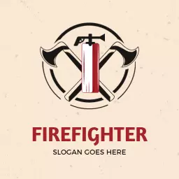 Bold Fire Extinguisher and Axes Representing Firefighter Logo Template