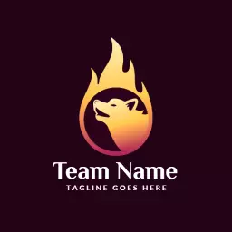 Bold Fire-Inspired Wolf Design for Team Identity Logo Template