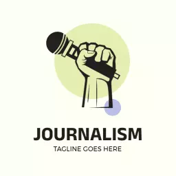 Bold Fist Holding a Microphone in Journalism Logo Template