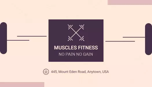 Bold Fitness Theme with Dark Purple and Weights Business Card Template