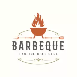 Bold Flame Design Showcasing Barbecue Cooking Logo Template