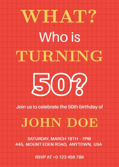 Bold Fun 50th Birthday Celebration Invitation Template