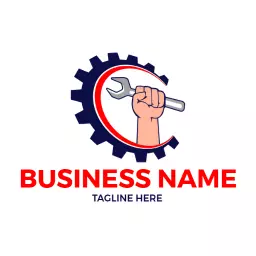 Bold Gear Design with Wrench Symbolizing Plumbing Services Logo Template