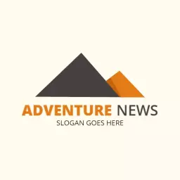Bold Geometric Mountain Scape for Adventure News Logo Template