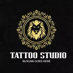 Bold Golden Lion Design for Unique Tattoo Studio Logo Template