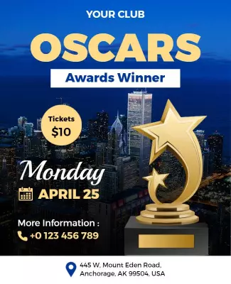 Bold Golden Oscars Awards Ceremony Night Poster Template