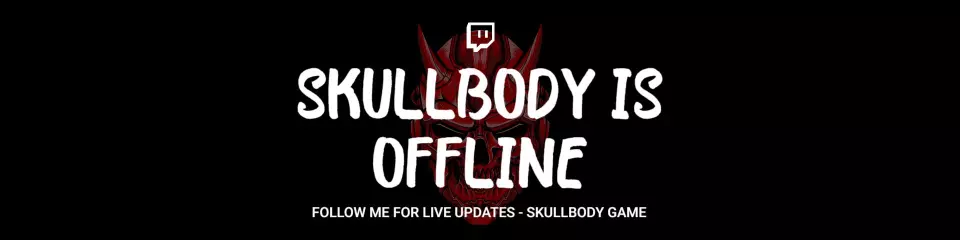 Bold Gothic Skull and Dark Theme Twitch Offline Banner Template