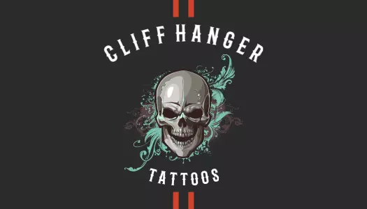 Bold Gothic Skull Artwork for Tattoo Studio Business Card Template