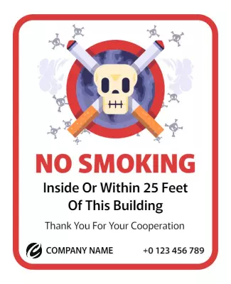 Bold Graphic Warning No Smoking Building Enforced Poster Template