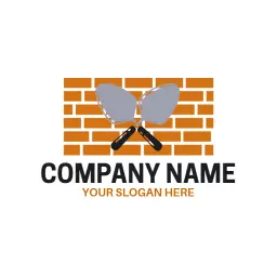 Bold Gray Trowels Against a Brick Background Construction Logo Template