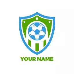 Bold Green and Blue Soccer Shield Design for Teams Logo Template