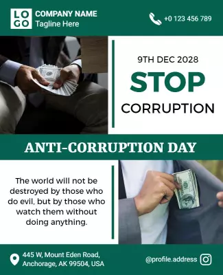 Bold Green Anti-Corruption Awareness Day Poster Template