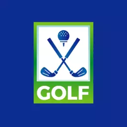 Bold Green Background Featuring Golf Clubs and Tee Logo Template