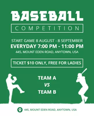Bold Green Baseball Competition Event Poster Template