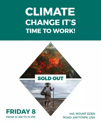 Bold Green Climate Change Awareness Event Poster Template