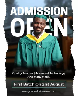 Bold Green Graduation Admission Open Announcement Poster Template