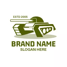 Bold Green Military Tank Design Showcasing Strength Logo Template