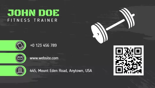 Bold Green Minimalist Fitness Trainer Business Card Template