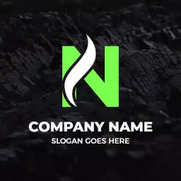 Bold Green N Letter Design with Unique Smoke Element Logo Template