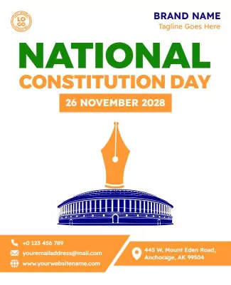 Bold Green National Constitution Day Celebration Poster Template