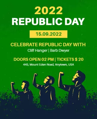 Bold Green Republic Day Celebration Event Poster Template