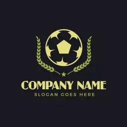 Bold Green Soccer Ball Surrounded by Laurel Leaves Logo Template