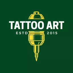 Bold Green Tattoo Art Featuring Vibrant Ink Details Logo Template