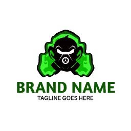 Bold Green Toxic Character Design with Unique Logo Elements Logo Template