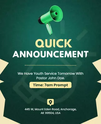 Bold Green Youth Service Announcement Poster Template