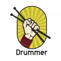 Bold Hand with Drumsticks Celebrating the Drummer Spirit Logo Template