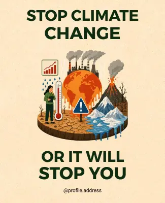 Bold Illustrated Climate Action Awareness Poster Template