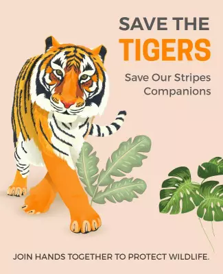 Bold Illustrated Tiger Conservation Awareness Poster Template