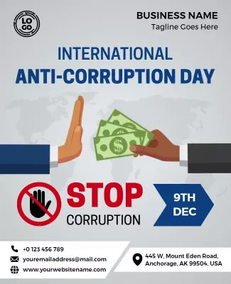 Bold Illustration for International Anti-Corruption Day Poster Template