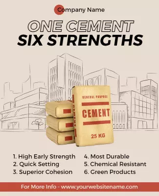 Bold Industrial Cement Product Features Poster Template