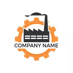 Bold Industrial Factory Design with Orange Gear Logo Template