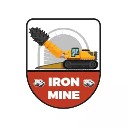 Bold Iron Mine Logo Featuring an Excavator in Action Logo Template