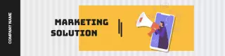 Bold Marketing Solutions with Yellow and Black Design LinkedIn Banner Template