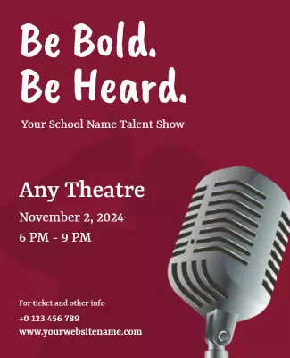 Bold Maroon Talent Show Announcement Flyer Template