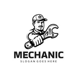 Bold Mechanic Holding Wrench for Reliable Automotive Service Logo Template