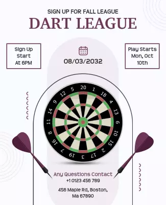 Bold Minimalist Dart League Registration Poster Template