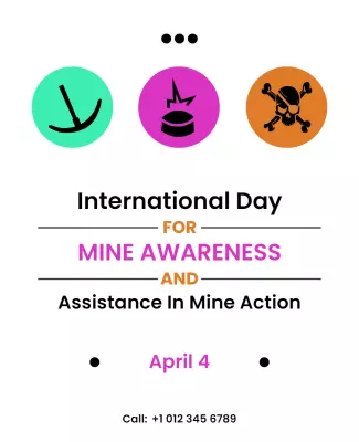 Bold Minimalist International Mine Awareness Day Poster Template
