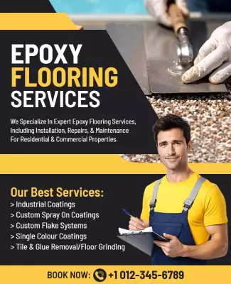 Bold Modern Epoxy Flooring Services Advertisement Poster Template