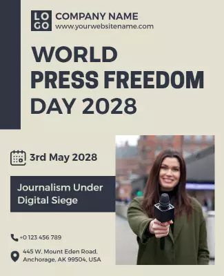 Bold Modern Press Freedom Day Celebration Poster Template
