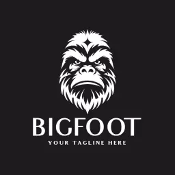 Bold Monochrome Bigfoot Design Representing Legendary Creatures Logo Template