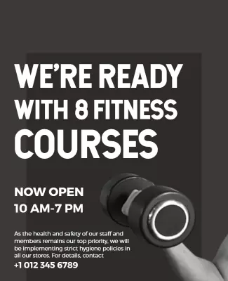 Bold Monochrome Fitness Classes Announcement Poster Template