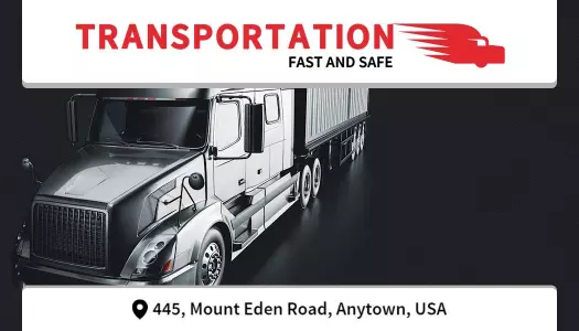 Bold Monochrome Trucking Service Transportation Business Card Template